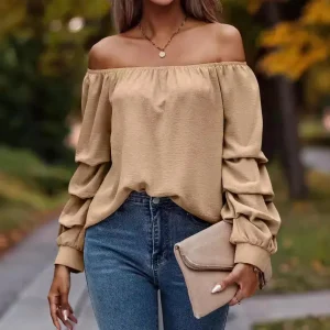 Women Fashion Sexy Off Shoulder Long Sleeve Shirt