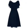 Women Fashion Casual Chiffon Solid Color Off-Shoulder Dress