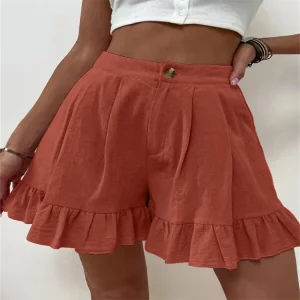 Women Fashion Casual Loose Wide Leg High Waist Shorts