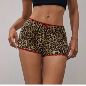 Women Fashion Sexy Tight Leopard Bowknot Shorts
