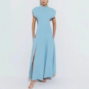 Women Fashion Elegant Sleeveless Zipper Slim-Fit Split Dress